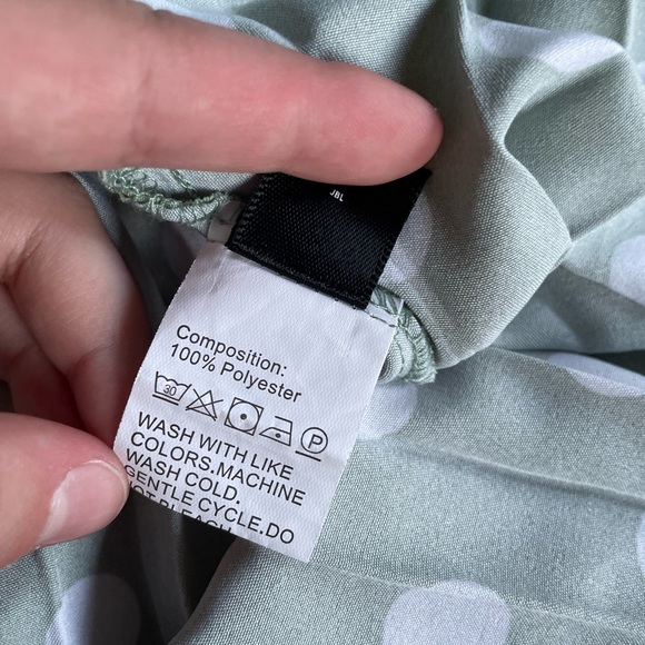 Green Summer Midi Dress with White Polkadots, never worn - Picture 4 of 4